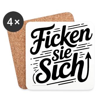 Fick dich Ficken sie sich Sprüche Mann Frau Fuck - Untersetzer (4er-Set) - Weiß - Vorne