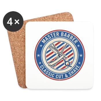 Master Barber Straight Razor Shears Badge Geschenk - Untersetzer (4er-Set) - Weiß - Vorne