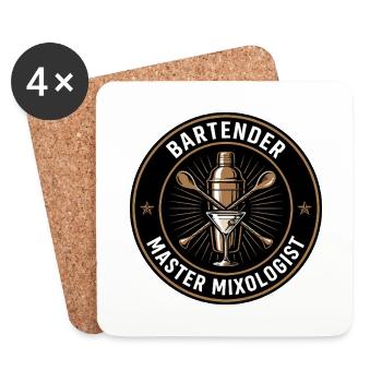 Barkeeper-Meister-Mixologe-Shaker-Abzeichen-Geschenk - Untersetzer (4er-Set) - Weiß - Vorne