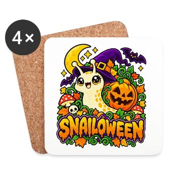 Snailoween – Kürbisschnecke - Untersetzer (4er-Set) - Weiß - Vorne