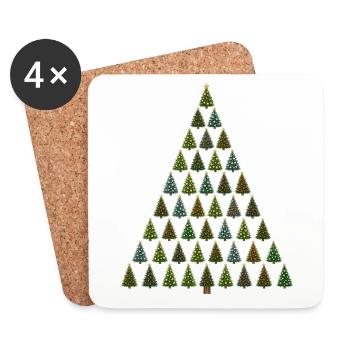 Weihnachtsbaum - Untersetzer (4er-Set) - Weiß - Vorne