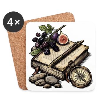 Botanisches Reisebuch - Untersetzer (4er-Set) - Weiß - Vorne