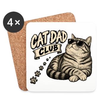 cool dad club - coole Katze - Untersetzer (4er-Set) - Weiß - Vorne