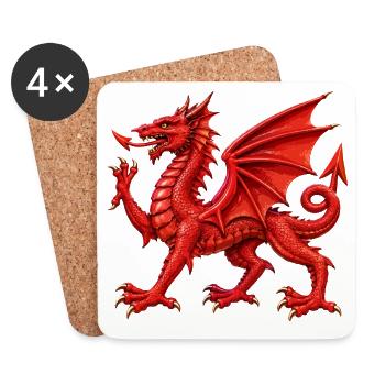 Walisischer Roter Drache - Untersetzer (4er-Set) - Weiß - Vorne