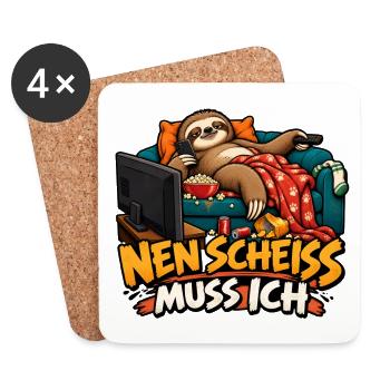 Faules Faultier Ruhemodus mit lustigem Spruch - Untersetzer (4er-Set) - Weiß - Vorne