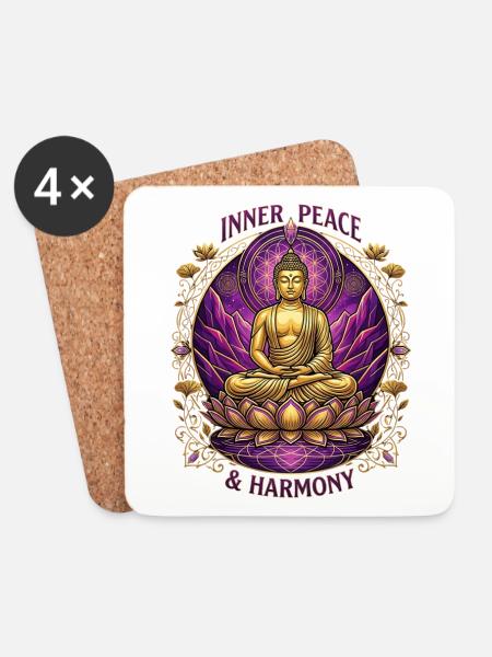 Buddha innerer Frieden und Harmonie - Untersetzer (4er-Set) - Weiß