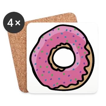 Rosa Donut-Grafik - Untersetzer (4er-Set) - Weiß - Vorne