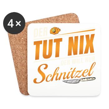 Der Tut Nix - Der Will Nur Schnitzel - Untersetzer (4er-Set) - Weiß - Vorne