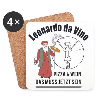  Wein Weinliebhaber Da-Vinci Korkenzieher Da-Vino - Untersetzer (4er-Set) - Weiß - Vorne