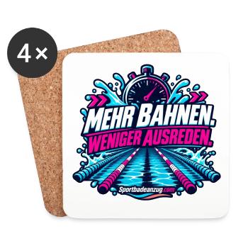 Mehr Bahnen, Weniger Ausreden - Untersetzer (4er-Set) - Weiß - Vorne