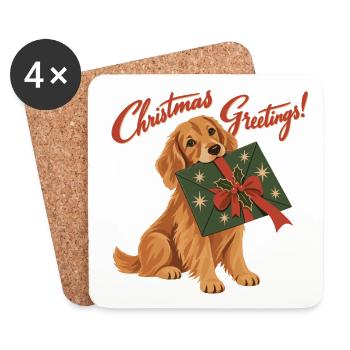 Christmas Greetings Dog - Untersetzer (4er-Set) - Weiß - Vorne