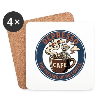 Depresso: Das Gefühl ohne Kaffee, Vintage-Top - Untersetzer (4er-Set) - Weiß - Vorne