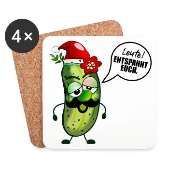 Weihnachten Stress Gurke - Untersetzer (4er-Set) - Weiß - Vorne