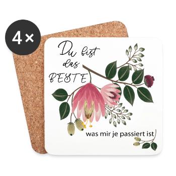 Du bist das Beste - Untersetzer (4er-Set) - Weiß - Vorne