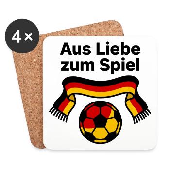 Aus Liebe zum Spiel Fanschal Schwarz Rot Gold - Untersetzer (4er-Set) - Weiß - Vorne