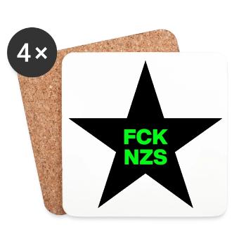FCK NZS KLARES STATEMENT GEGEN NAZIS, FCK AFD 🌈 - Untersetzer (4er-Set) - Weiß - Vorne