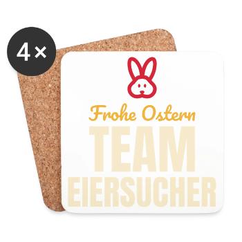 Frohe Ostern Team Eiersucher – Oster Shirt - Untersetzer (4er-Set) - Weiß - Vorne