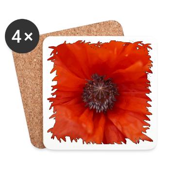 Orangerot Mohnblüte Nahaufnahme - Untersetzer (4er-Set) - Weiß - Vorne