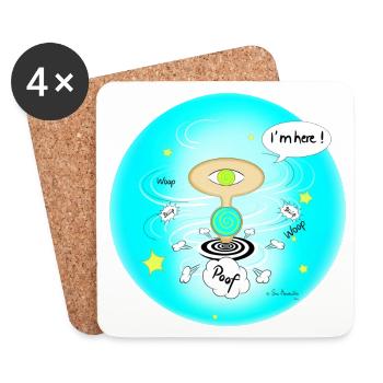 Cute Dopamine Character „I ´m here“ Blue - Untersetzer (4er-Set) - Weiß - Vorne