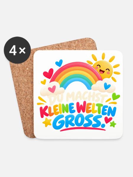 Du machst kleine Welten groß - Untersetzer (4er-Set) - Weiß