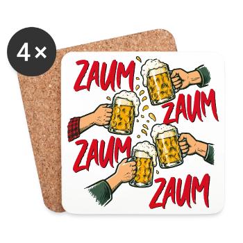 Zaum Zaum Zaum – Österreichischer Trinkspruch - Untersetzer (4er-Set) - Weiß - Vorne