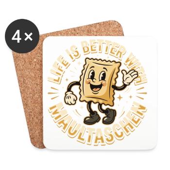 Maultaschen Retro Cartoon - Untersetzer (4er-Set) - Weiß - Vorne