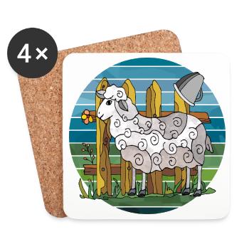 Schaf - Untersetzer (4er-Set) - Weiß - Vorne