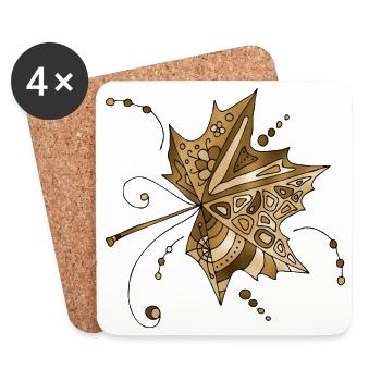 Blatt - Untersetzer (4er-Set) - Weiß - Vorne