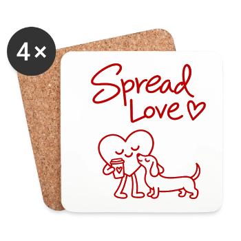 Spread Love Dog Coffee - Untersetzer (4er-Set) - Weiß - Vorne