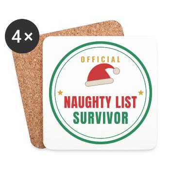 Naughty List Survivor – Funny Christmas - Untersetzer (4er-Set) - Weiß - Vorne