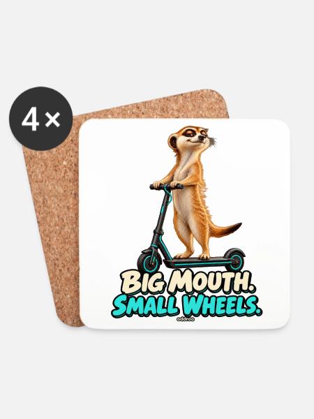 Big Mouth, Small Wheels – Erdmännchen - Untersetzer (4er-Set) - Weiß