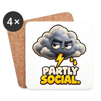 Party Social – Launische Wolke - Untersetzer (4er-Set) - Weiß - Vorne