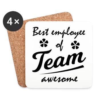 Bester Mitarbeiter im Team Schriftzug Geschenk - Untersetzer (4er-Set) - Weiß - Vorne