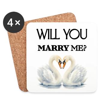 Will you marry me Heiratsantrag süße Geschenkidee  - Untersetzer (4er-Set) - Weiß - Vorne