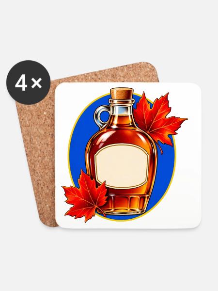 Ahornsirupflasche mit roten Herbstblättern - Untersetzer (4er-Set) - Weiß