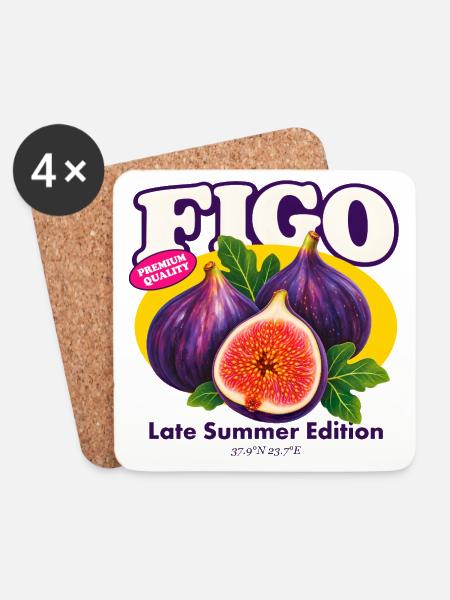 Figo – Fresh Purple Figs Spätsommerausgabe - Untersetzer (4er-Set) - Weiß
