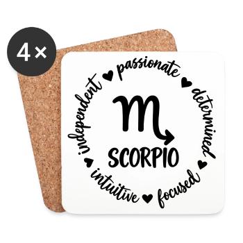 Skorpion-Tierkreis-Astrologie-Horoskop-Design - Untersetzer (4er-Set) - Weiß - Vorne