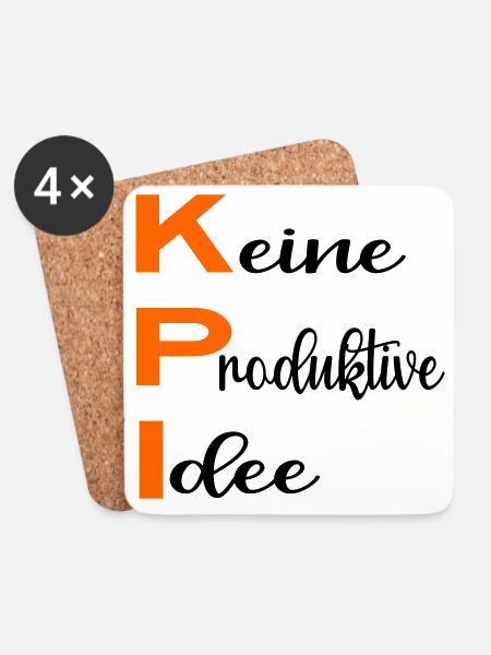 Büro Sprüche KPI - Untersetzer (4er-Set) - Weiß