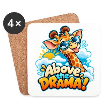 Über dem Drama! - Lustige Giraffe mit Attitüde - Untersetzer (4er-Set) - Weiß - Vorne