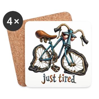 just tired Fahrrad - Untersetzer (4er-Set) - Weiß - Vorne