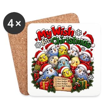 Lustiges, süßes Wellensittich Design Weihnachten - Untersetzer (4er-Set) - Weiß - Vorne