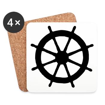 Steuer Steuerrad Segeln Segelboot Segler - Untersetzer (4er-Set) - Weiß - Vorne