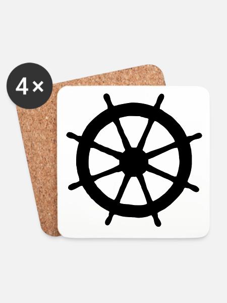 Steering Wheel Sail Sailing Sailor - Coasters (set of 4) - white