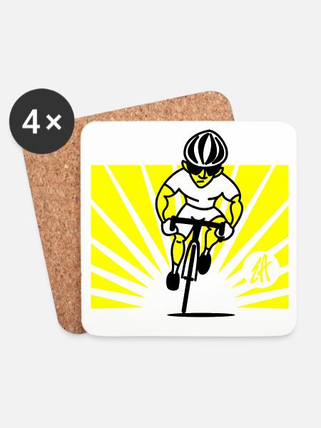 Radfahrer - Untersetzer (4er-Set) - Weiß