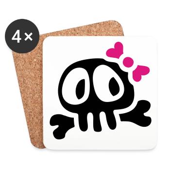 lady skull - Dessous de verre (lot de 4) - blanc - Devant