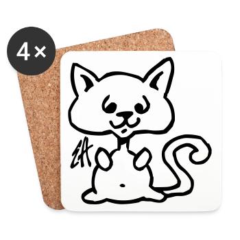 Chat - Dessous de verre (lot de 4) - blanc - Devant