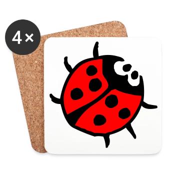 Vibrant Ladybug Spot Pattern - Coasters (set of 4) - white - Front