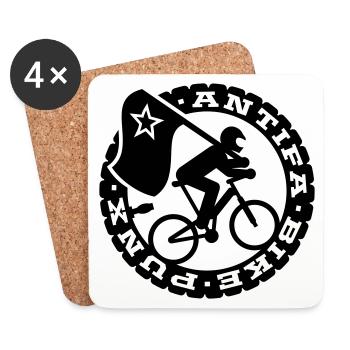 Antifa Bike Punks - Untersetzer (4er-Set) - Weiß - Vorne