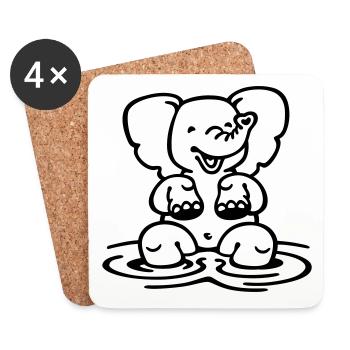 Elefant - Untersetzer (4er-Set) - Weiß - Vorne