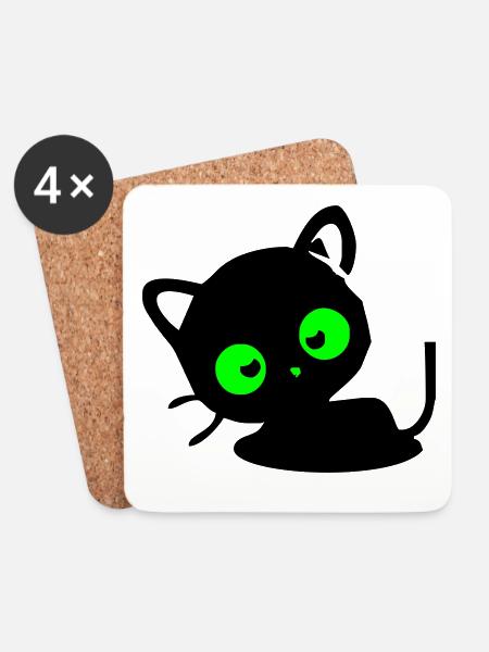 Katze - Untersetzer (4er-Set) - Weiß